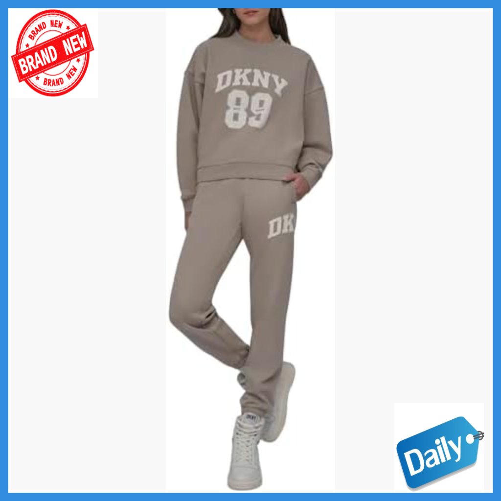 Distressed French Terry Sweatshirt With Rhinestone Logo Crewneck Pullover